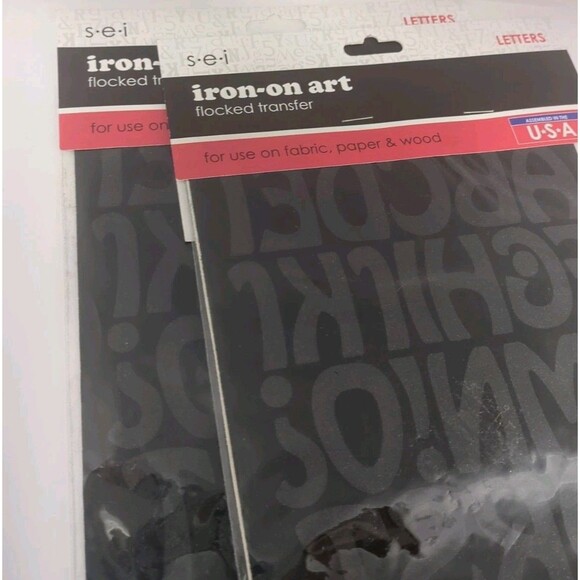 New S.E.I. Flocked Iron-On Transfer 3-Inch Sports Letters Black 2 Pack (2B2) SEI - Picture 4 of 6